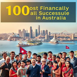 A captivating book cover for '100 Most Financially Successful Nepalese in Australia', featuring no heading or title