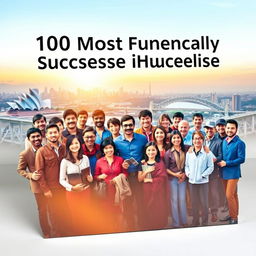 A captivating book cover for '100 Most Financially Successful Nepalese in Australia', featuring no heading or title