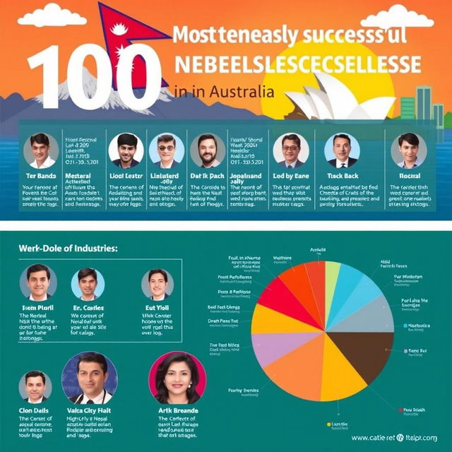 A visually engaging infographic showcasing the 100 most financially successful Nepalese individuals in Australia