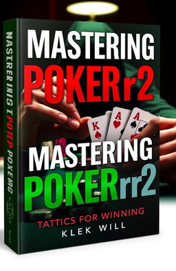 A visually striking book cover for "Mastering Pokerrr2: Tactics for Winning" featuring a poker scene with a dramatic, moody atmosphere