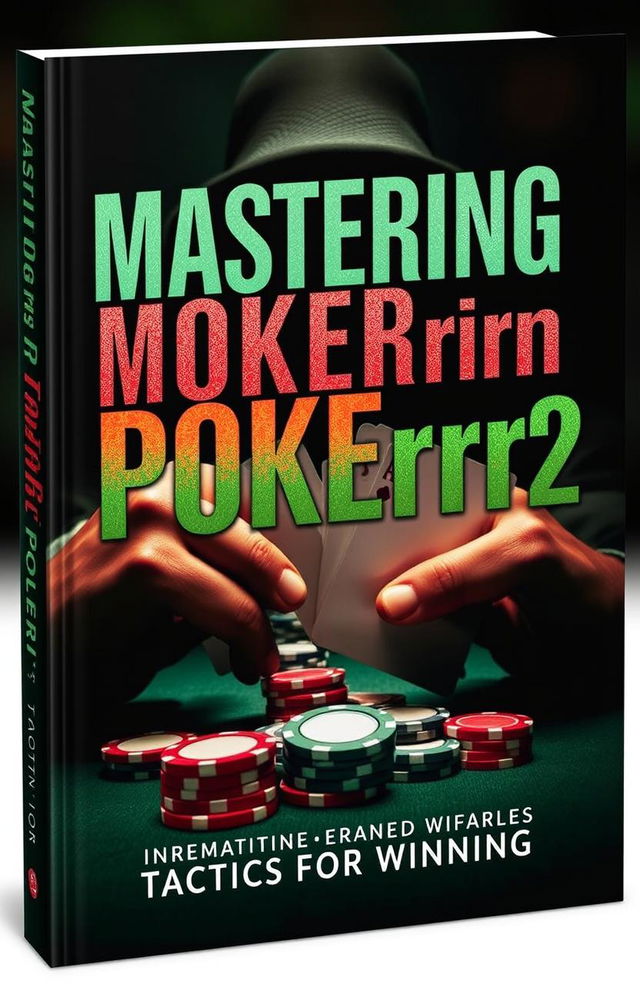 A visually striking book cover for "Mastering Pokerrr2: Tactics for Winning" featuring a poker scene with a dramatic, moody atmosphere