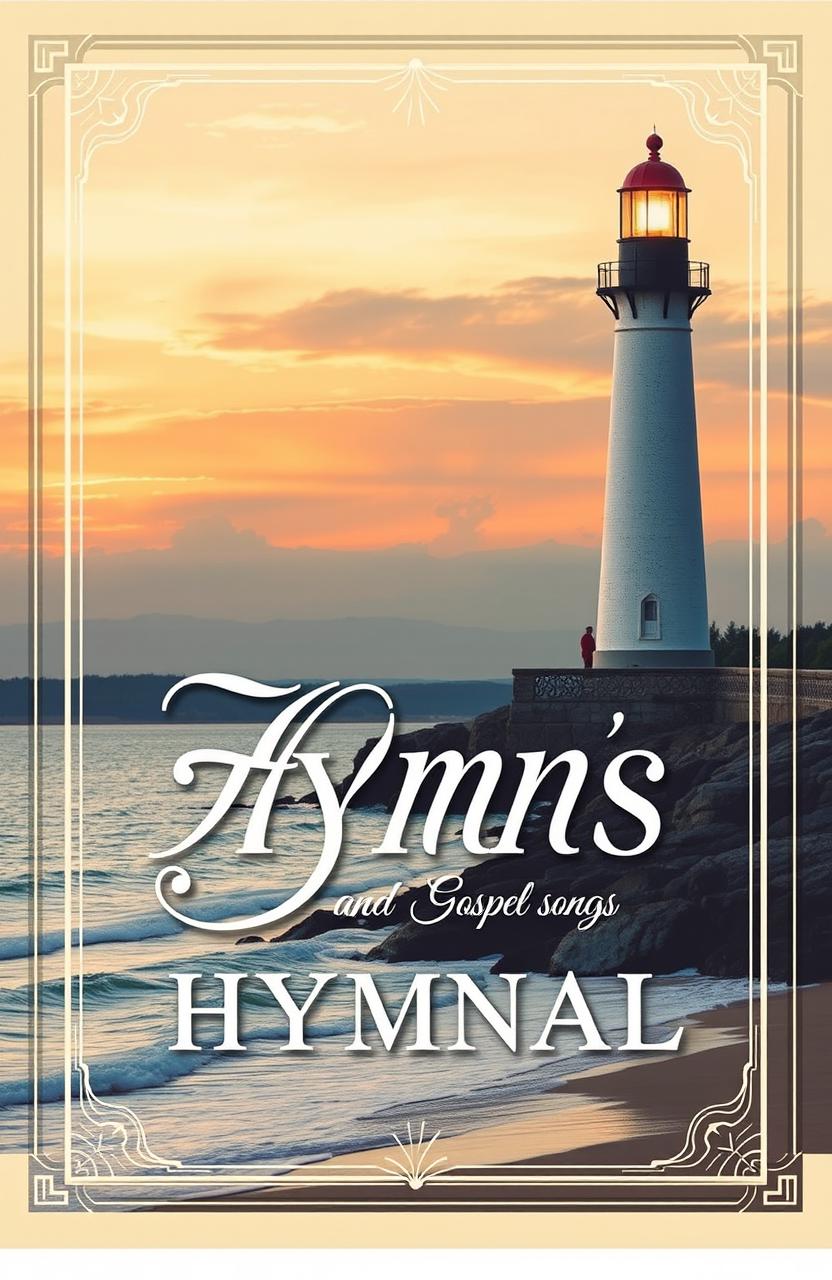 A beautifully designed book cover for a hymnal of hymns and gospel songs, featuring a classic and vintage aesthetic