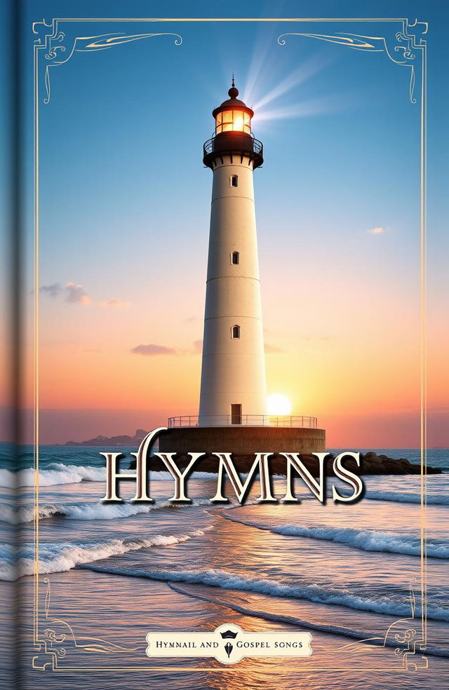 A beautifully designed book cover for a hymnal of hymns and gospel songs, featuring a classic and vintage aesthetic