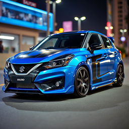 A customized Maruti Suzuki Baleno with a sporty, aggressive look