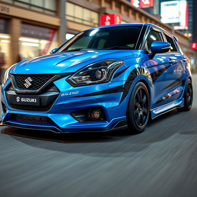 A customized Maruti Suzuki Baleno with a sporty, aggressive look