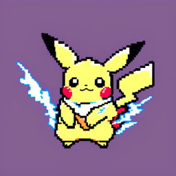 Profile picture of Pikachu pixel art, featuring a vibrant yellow Pikachu with rosy cheeks and a lightning bolt tail.