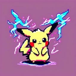 Profile picture of Pikachu pixel art, featuring a vibrant yellow Pikachu with rosy cheeks and a lightning bolt tail.