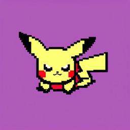 Pixel art profile picture of an angry Pikachu against a red background.