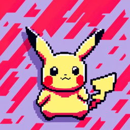 Pixel art profile picture of Pikachu against a vibrant red background.