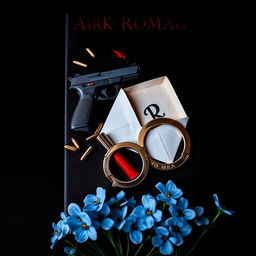 A captivating book cover set against a deep black background, illustrating a theme of dark romance