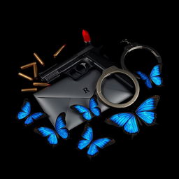 A striking photo designed with a black background, showcasing a collection of intriguing objects that evoke a dark theme
