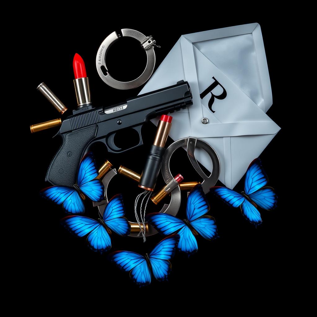 A striking photo designed with a black background, showcasing a collection of intriguing objects that evoke a dark theme