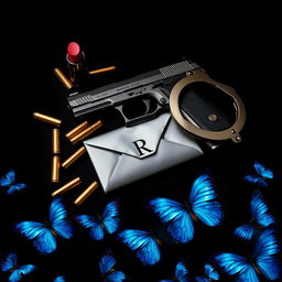 A striking photo designed with a black background, showcasing a collection of intriguing objects that evoke a dark theme