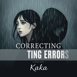 A novel cover for 'Correcting Errors', featuring a somber scene with a woman and a mysterious man, both expressing sadness