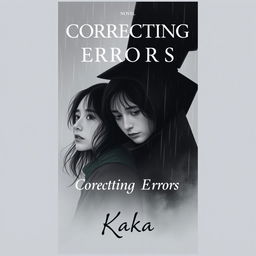 A novel cover for 'Correcting Errors', portraying a sorrowful scene with a woman and a mysterious man