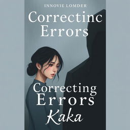 A novel cover for 'Correcting Errors', portraying a sorrowful scene with a woman and a mysterious man