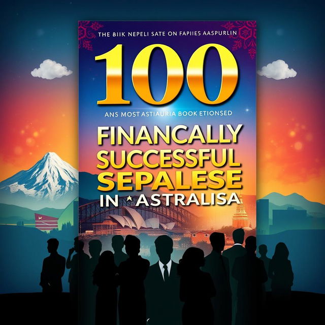 A visually stunning book cover for '100 Most Financially Successful Nepalese in Australia'