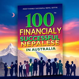 A visually stunning book cover for '100 Most Financially Successful Nepalese in Australia'