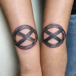 Design a symbolic tattoo featuring three intertwined themes representing sibling bond