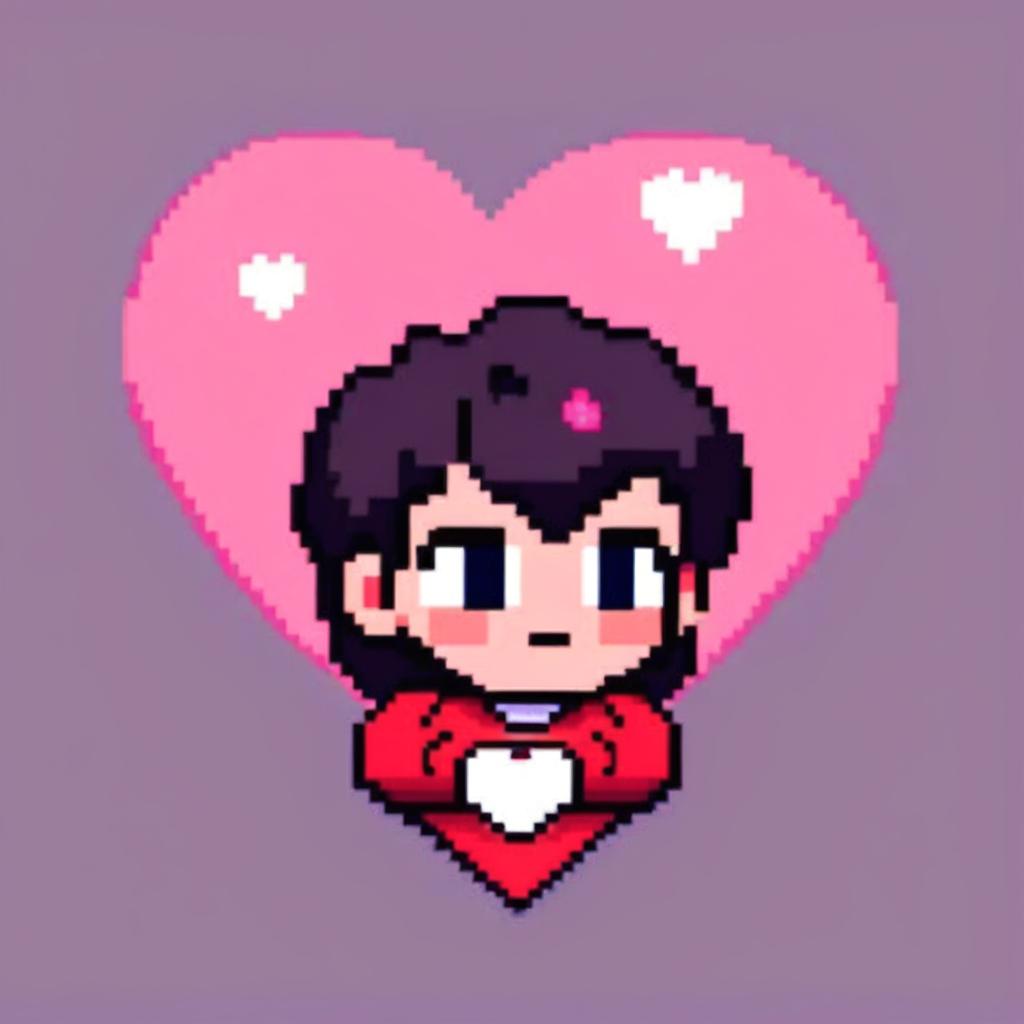 Pixel art profile picture of a heart for Valentine's Day.