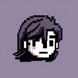 Monochrome pixel art profile picture featuring a stylized human face with geometric features and a pixellated hairstyle.