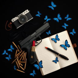 A dark themed composition set against a black background
