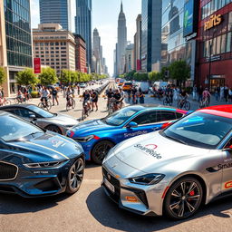 A collection of stylish cars prominently featuring the SmartRide logo
