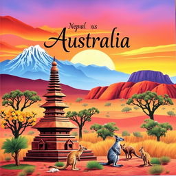 A captivating book cover design that combines elements from Nepal and Australia