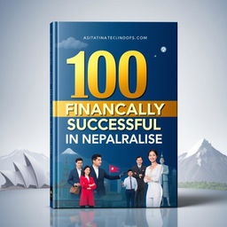 A visually stunning book cover design featuring the title '100 Most Financially Successful Nepalese in Australia'