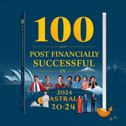 A visually stunning book cover design featuring the title '100 Most Financially Successful Nepalese in Australia 2024'