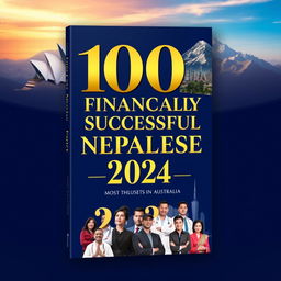 A visually stunning book cover design featuring the title '100 Most Financially Successful Nepalese in Australia 2024'