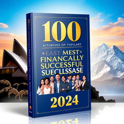 A visually stunning book cover design featuring the title '100 Most Financially Successful Nepalese in Australia 2024'