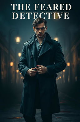 A handsome detective named Vincent in a dark and moody atmosphere, embodying the title 'The Feared Detective
