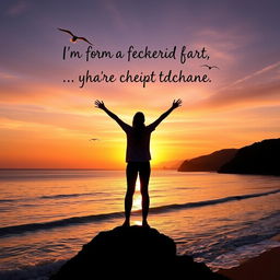 An inspirational scene depicting a beautiful sunrise over a calm ocean, symbolizing new beginnings and opportunities