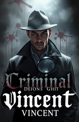 A handsome detective shrouded in darkness, surrounded by an eerie atmosphere