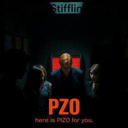 A small, dimly lit office in dark, gloomy colors