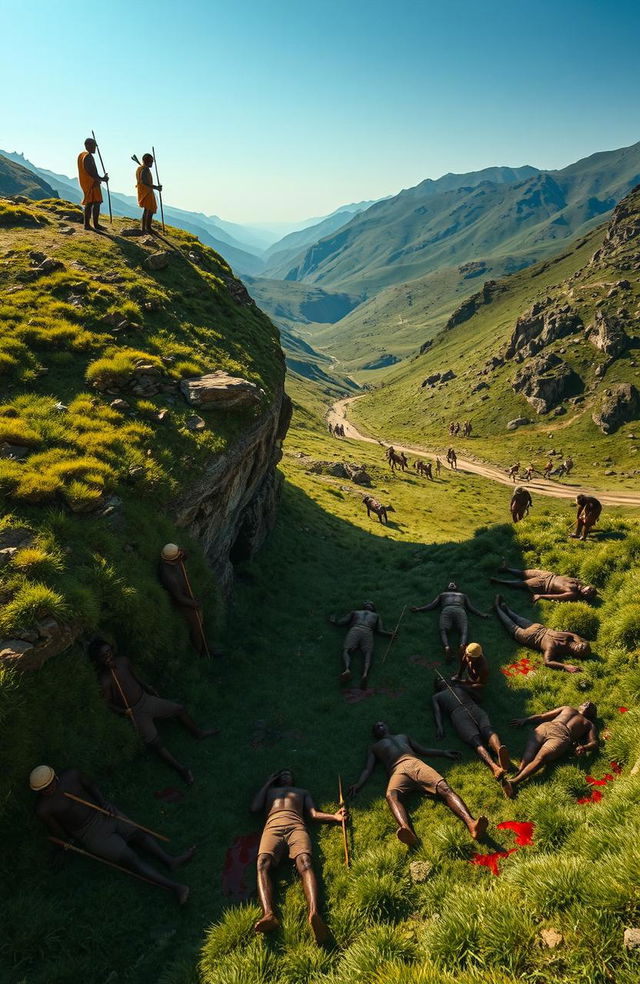 A dramatic aerial view of a lush valley in East Africa, showcasing a contrasting scene