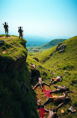 A dramatic aerial view of a lush valley in East Africa, showcasing a contrasting scene
