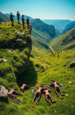 A dramatic aerial view of a lush valley in East Africa, showcasing a contrasting scene