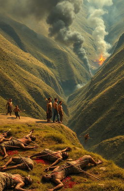 An aerial view of a valley in East Africa, showcasing a dramatic scene