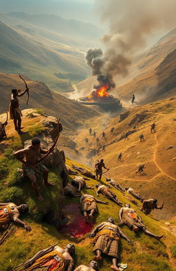 An aerial view of a valley in East Africa, showcasing a dramatic scene