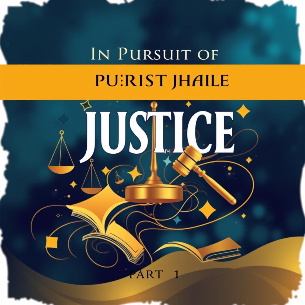 An abstract high-resolution cover design for a novel titled 'In Pursuit of Justice - Tales of Lawyer Ramachandra Shastry' Part-1