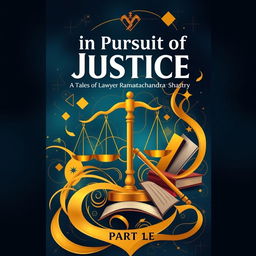 An abstract high-resolution cover design for a novel titled 'In Pursuit of Justice - Tales of Lawyer Ramachandra Shastry' Part-1