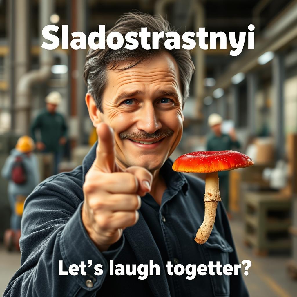 A lively comedy movie poster featuring a close-up of a smiling 50-year-old man with dark hair and sparse gray hair, highlighting his charming, approachable nature