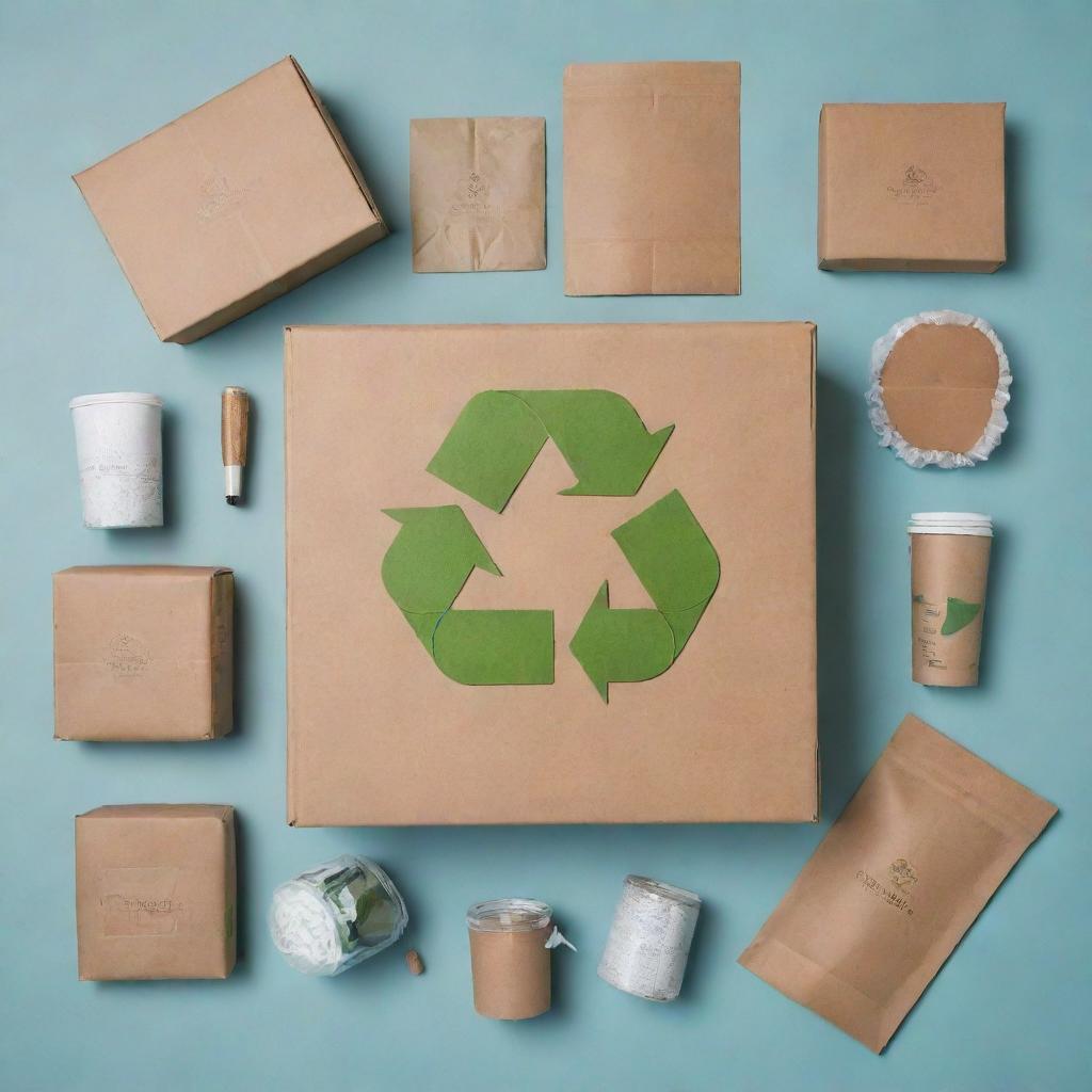 Illustrate an innovative startup producing eco-friendly packaging materials from recycled waste