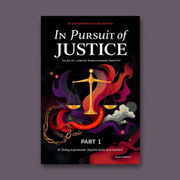 A high-resolution abstract cover design for the novel titled 'In Pursuit of Justice - Tales of Lawyer Ramachandra Shastry' Part-1