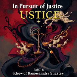 A high-resolution abstract cover design for the novel titled 'In Pursuit of Justice - Tales of Lawyer Ramachandra Shastry' Part-1