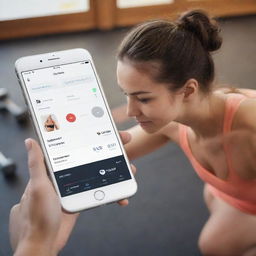 Depict a network of modern, high-tech fitness centers utilizing unique health and progress monitoring technologies