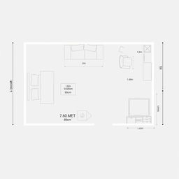 A detailed and quantified floor plan layout for a room measuring 7