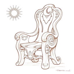 A detailed sketch inspired by a Taíno chair, showcasing intricate carvings and traditional motifs